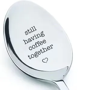 Still Having Coffee Together With Heart Design Engraved Stainless Steel Espresso Spoon Gift
