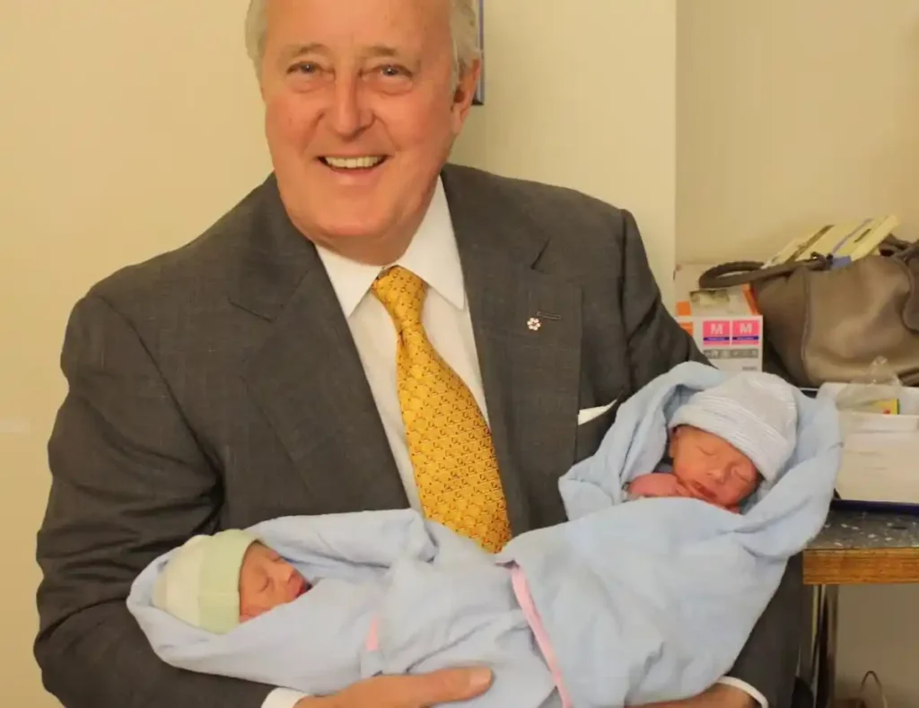 Brian Mulroney held his twin grandsons, Brian and John, at Mount Sinai Hospital in Toronto after their birth Aug. 12, 2010
