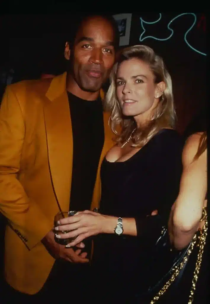 Photo of O.J. Simpson and his wife Nicole Brown Simpson attending a party at the Harley-Davidson Café in New York City in 1993