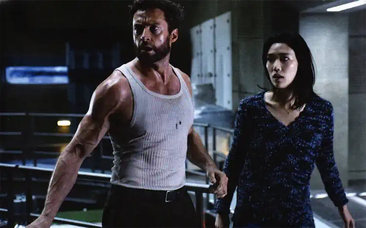 Image of Tao Okamoto and Hugh Jackman from the movie The Wolverine