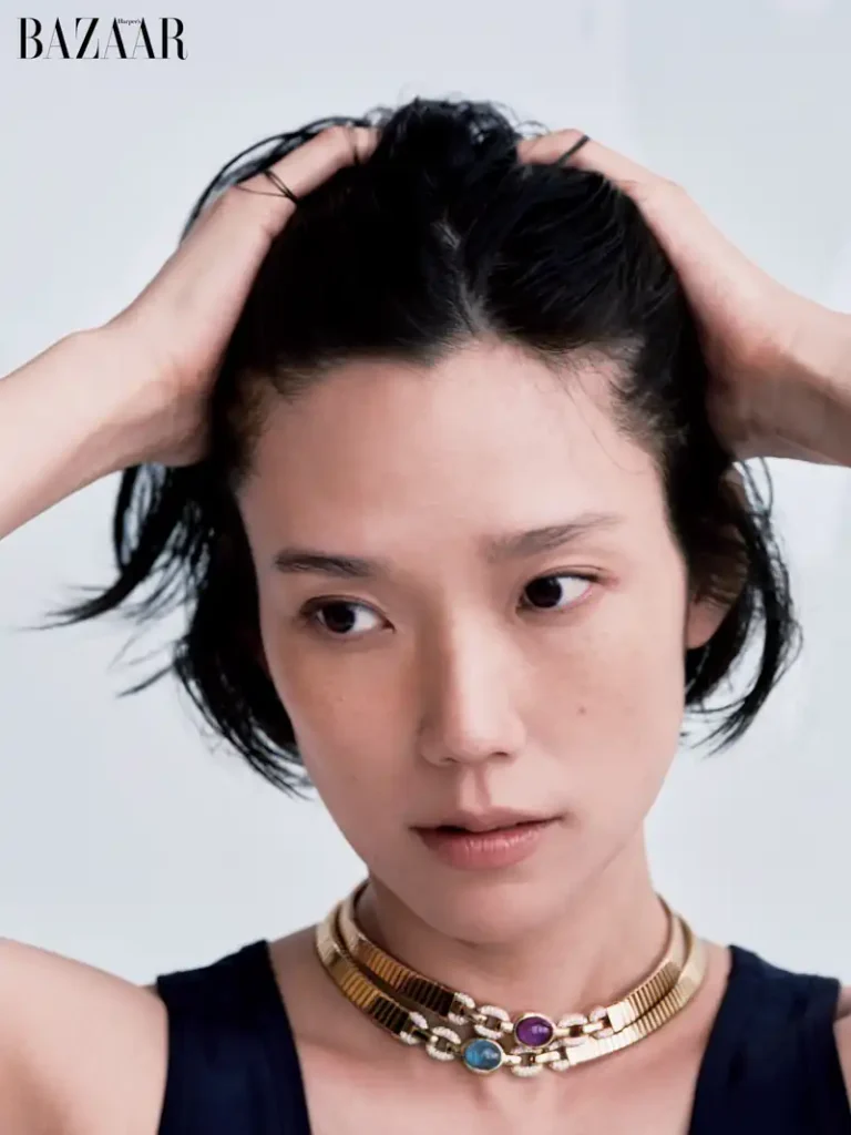 Photoshoot with a closeup shot of Tao Okamoto's face